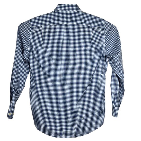 L.L. Bean Button Down‎ Dress Shirt Medium Men's Long Sleeve Blue White Check - Picture 3 of 8